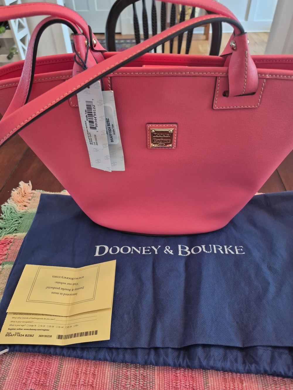 Dooney & Bourke Pink Top-Handle Tote with Gold Plaque